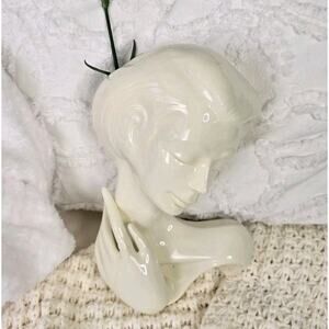 Vintage Art Deco Style Elegant Woman's Bust Wall Pocket Vase Feminine Glam